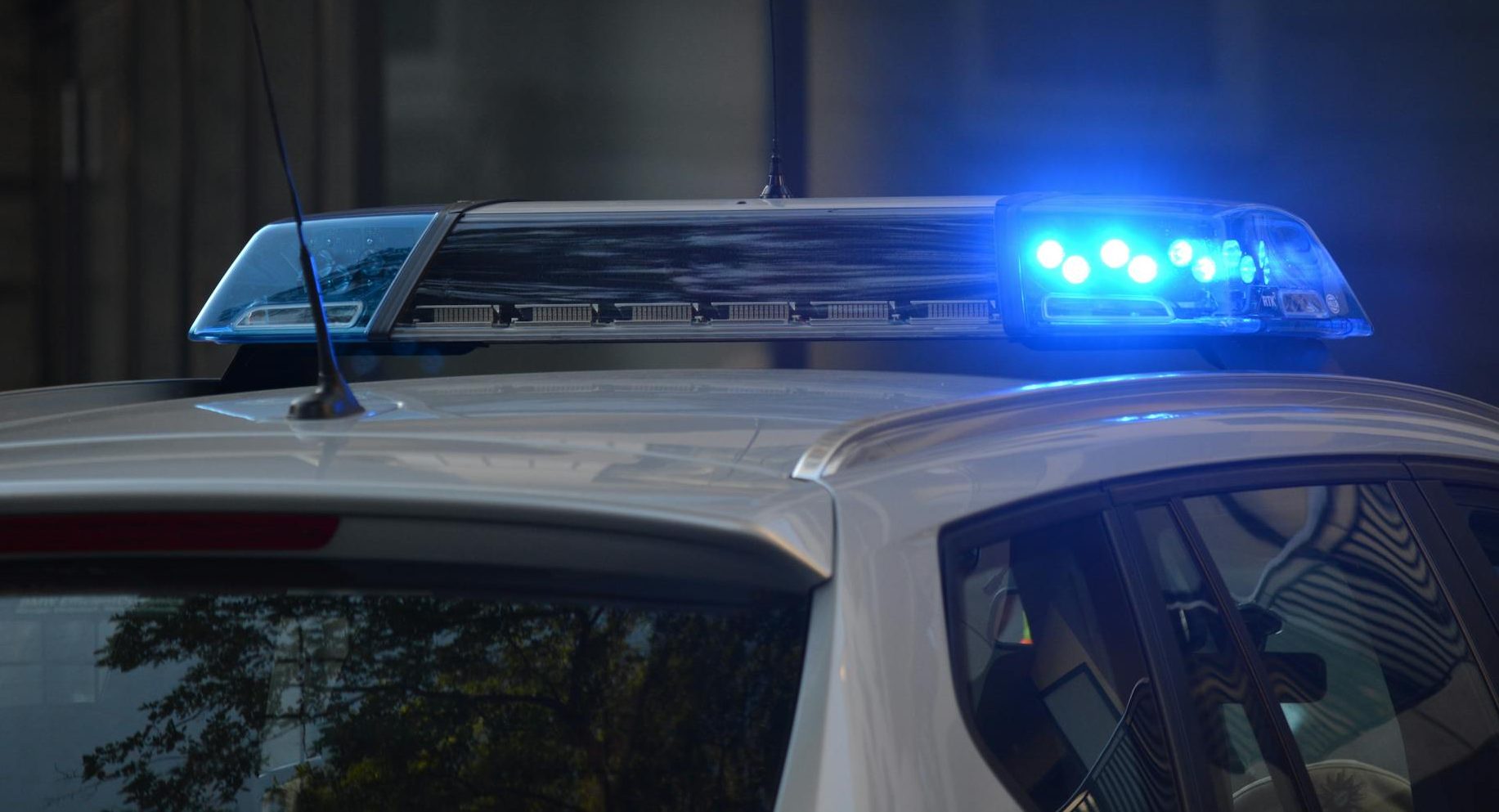 vehicle blue emergency light turned on